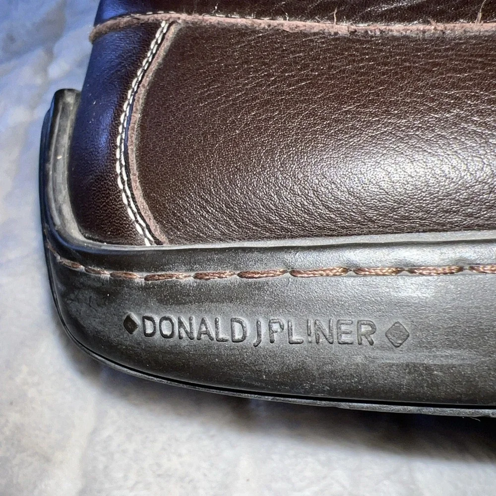 Donald Pliner Eleo‎ I08 Brown  Leather Mens Loafers Stitching Size 11M 11